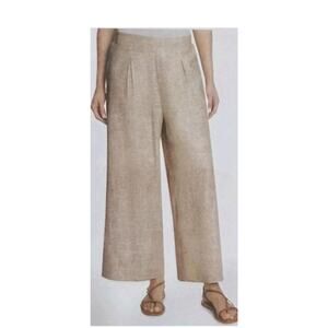 Ella Moss Women's Linen Blend Wide Leg Pant, Tan, Medium